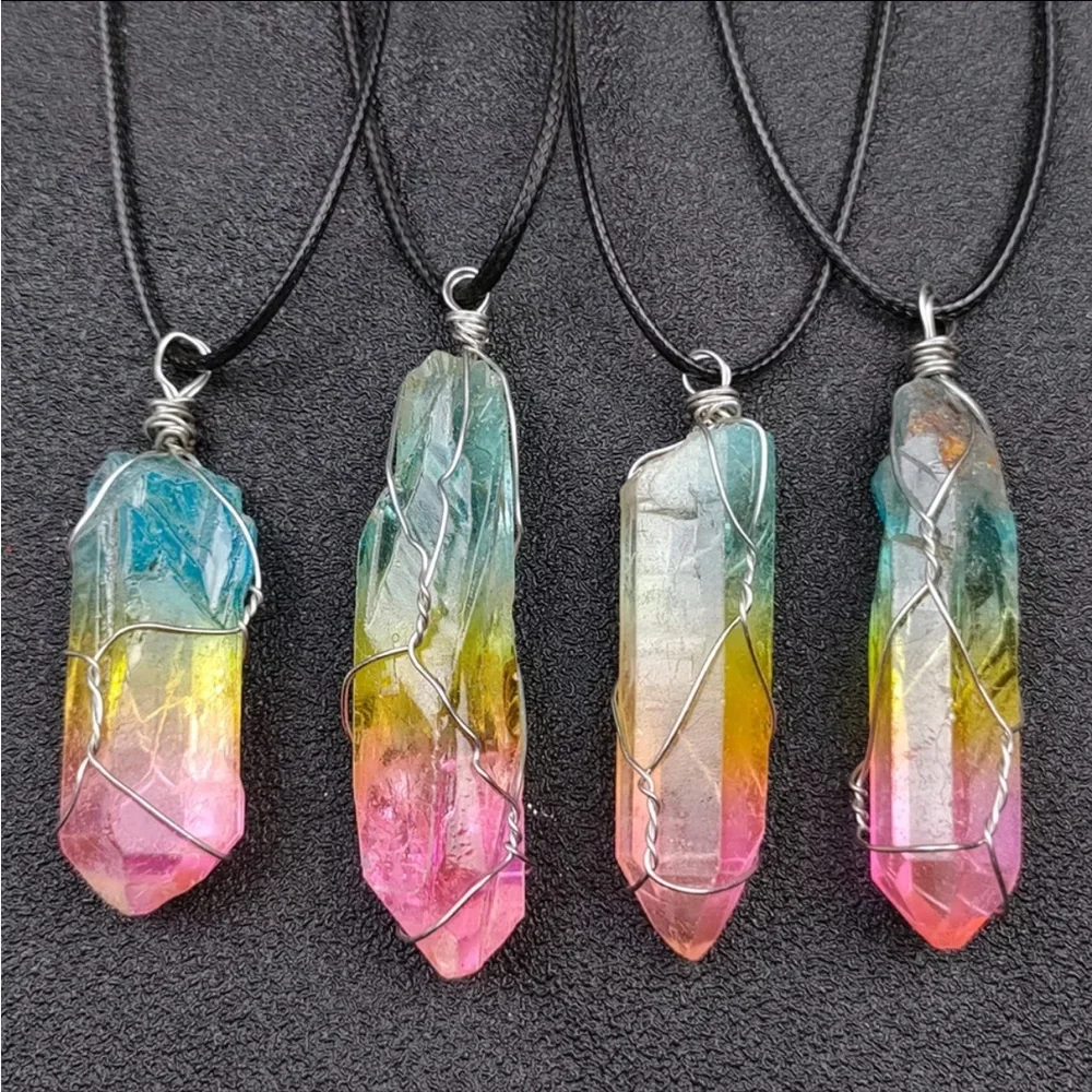 NEW Colorful Chakra Original Stone Crystal Necklace - Picture 4 of 4